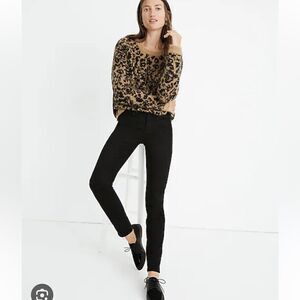 NWOT WOMEN’S MADEWELL 9” MID RISE SKINNY FLOCKED LEOPARD EDITION JEANS SIZE 27